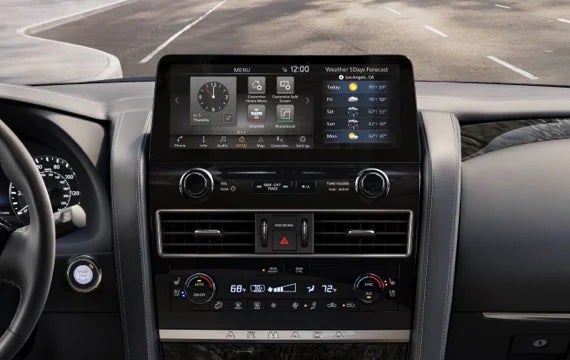 2023 Nissan Armada touchscreen and front console | Natchez Nissan in Natchez MS